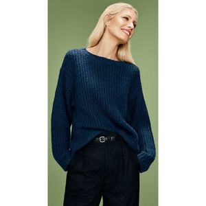 Uniqlo fluffy blue teal knit sweater